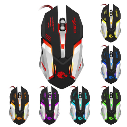 HXSJ S100 6 Keys Colorful Luminous Wired Gaming Mouse - Wired Mice by HXSJ | Online Shopping UK | buy2fix