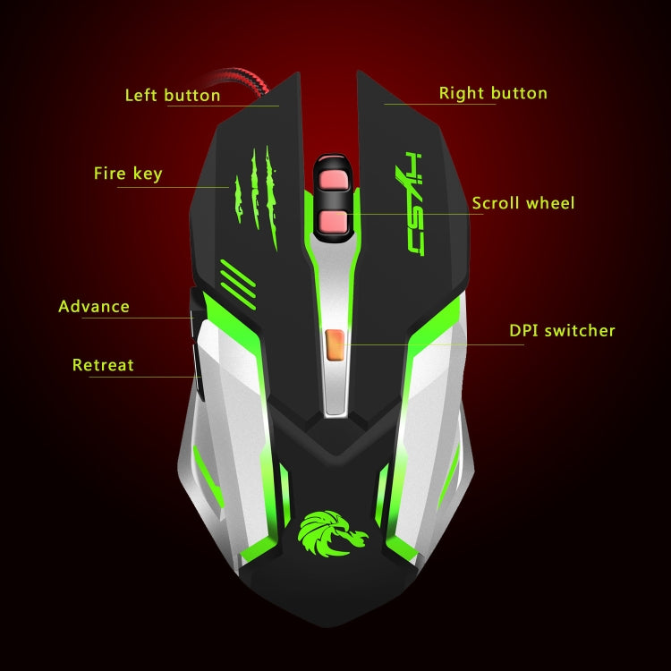 HXSJ S100 6 Keys Colorful Luminous Wired Gaming Mouse - Wired Mice by HXSJ | Online Shopping UK | buy2fix