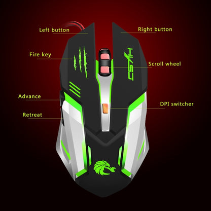 HXSJ S100 6 Keys Colorful Luminous Wired Gaming Mouse - Wired Mice by HXSJ | Online Shopping UK | buy2fix