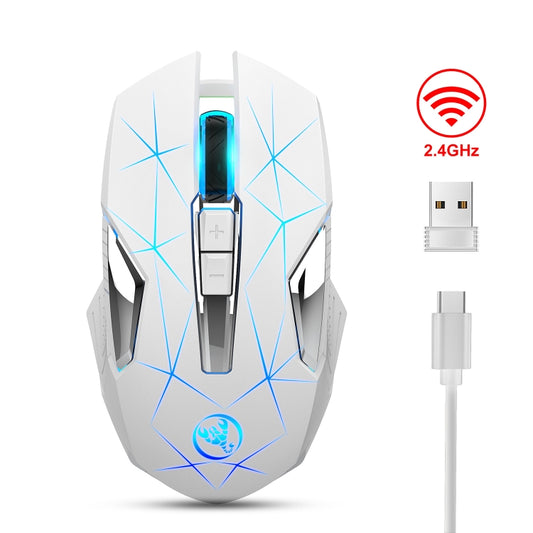 HXSJ T300 7 Keys 2400DPI 2.4G Colorful Luminous Wireless Mouse(White) - Wireless Mice by HXSJ | Online Shopping UK | buy2fix