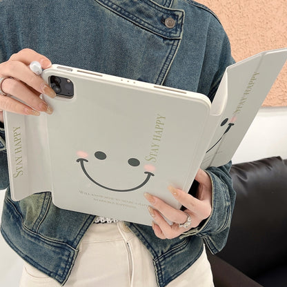 Pen Slot Magnetic Painted Detachable Tablet Leather Case For iPad Air 11 2024 / iPad Air 2022 / 2020 10.9 / Pro 11(Smile) - iPad Pro 11 (2022/2021) Cases by buy2fix | Online Shopping UK | buy2fix