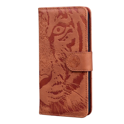 For Honor X8 5G Tiger Embossing Pattern Leather Phone Case(Brown) - Honor Cases by buy2fix | Online Shopping UK | buy2fix