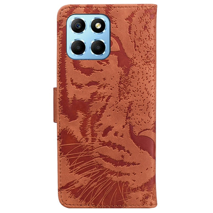 For Honor X8 5G Tiger Embossing Pattern Leather Phone Case(Brown) - Honor Cases by buy2fix | Online Shopping UK | buy2fix