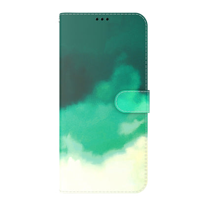 For Honor X7a Watercolor Pattern Flip Leather Phone Case(Cyan Green) by buy2fix