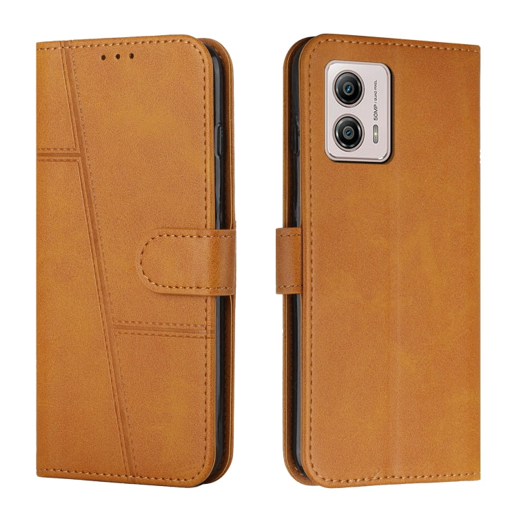 For Motorola Moto G53 5G/G13 4G/G23 4G Stitching Calf Texture Buckle Leather Phone Case(Yellow) - Motorola Cases by buy2fix | Online Shopping UK | buy2fix