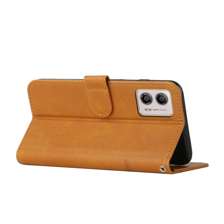 For Motorola Moto G53 5G/G13 4G/G23 4G Stitching Calf Texture Buckle Leather Phone Case(Yellow) - Motorola Cases by buy2fix | Online Shopping UK | buy2fix