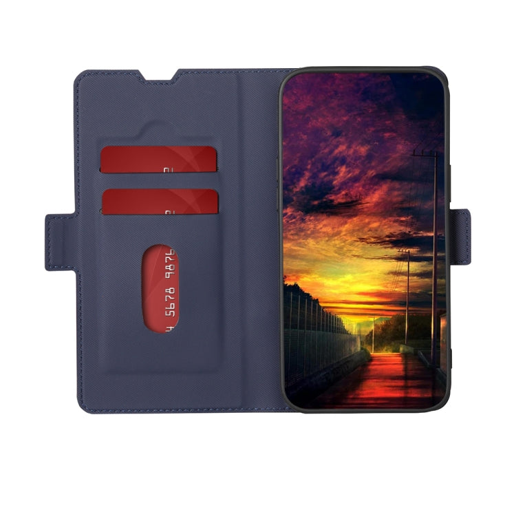 For Honor X8A Twill Texture Side Buckle Leather Phone Case(Blue) by buy2fix