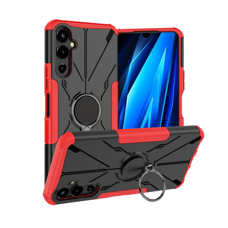 For Tecno Pova 4 Armor Bear Shockproof PC + TPU Phone Case with Ring(Red) by buy2fix