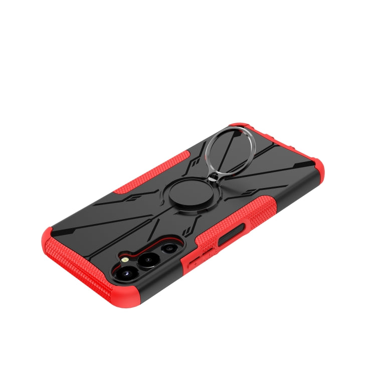 For Tecno Pova 4 Armor Bear Shockproof PC + TPU Phone Case with Ring(Red) by buy2fix