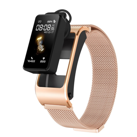 H21 1.14-inch Steel Band Earphone Detachable Smart Watch Support Temperature Measurement / Bluetooth Call / Voice Control(Gold) by buy2fix
