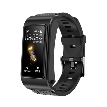 H21 1.14 inch Silicon Band Earphone Detachable Smart Watch Support Temperature Measurement / Bluetooth Call / Voice Control(Black) by buy2fix