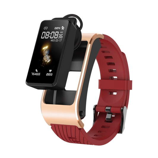 H21 1.14 inch Silicon Band Earphone Detachable Smart Watch Support Temperature Measurement / Bluetooth Call / Voice Control(Red) by buy2fix