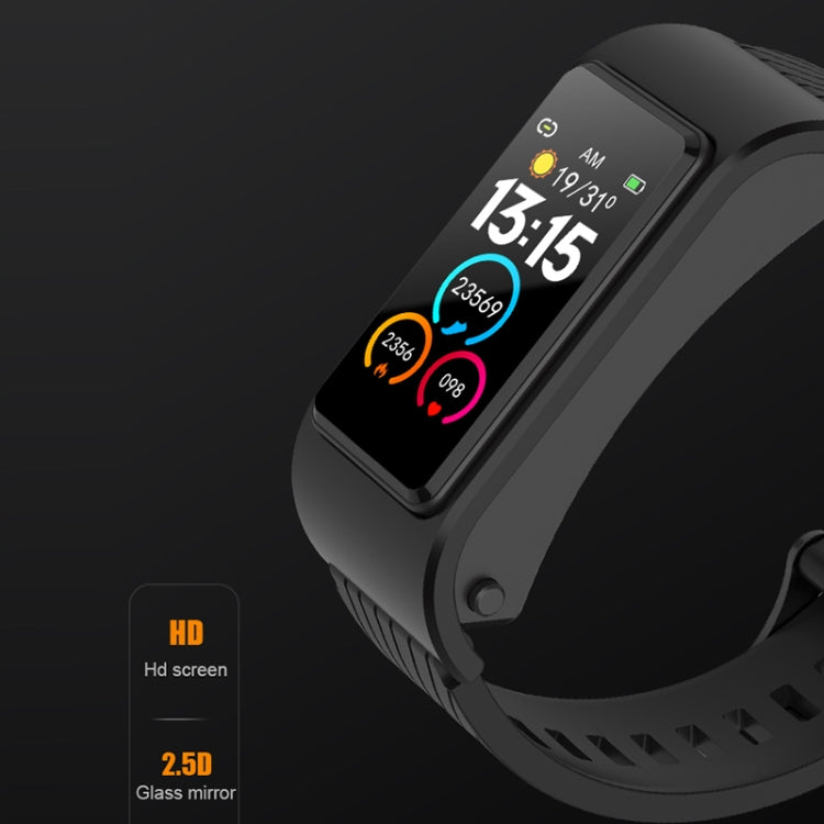 H21 1.14 inch Silicon Band Earphone Detachable Smart Watch Support Temperature Measurement / Bluetooth Call / Voice Control(Black) by buy2fix