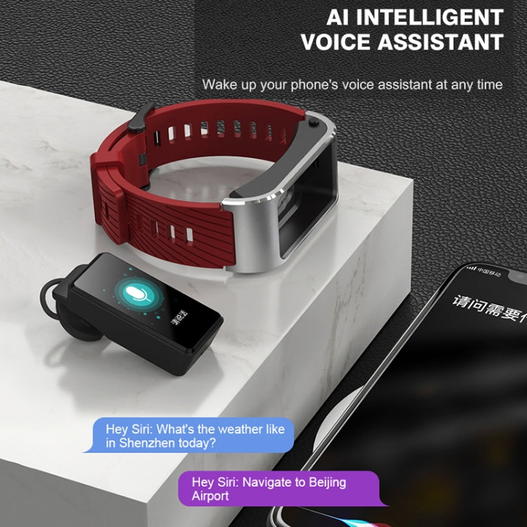 H21 1.14 inch Leather Band Earphone Detachable Smart Watch Support Temperature Measurement / Bluetooth Call / Voice Control(Black) - Smart Watches by buy2fix | Online Shopping UK | buy2fix