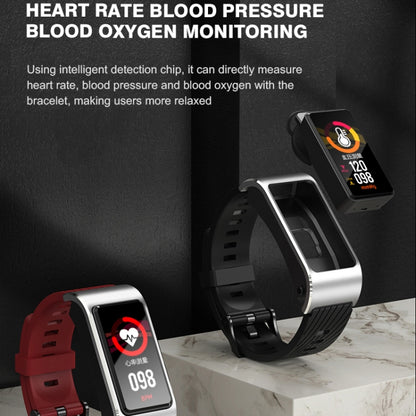 H21 1.14 inch Leather Band Earphone Detachable Smart Watch Support Temperature Measurement / Bluetooth Call / Voice Control(Black) - Smart Watches by buy2fix | Online Shopping UK | buy2fix