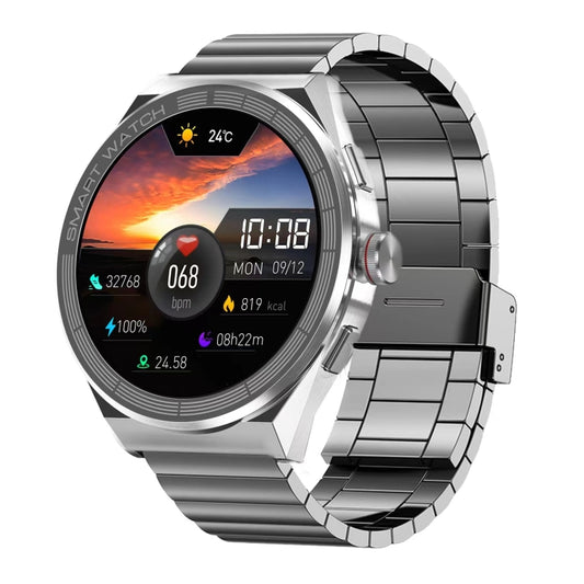 BM01 1.45 inch Steel Band IP68 Waterproof Smart Watch Support Bluetooth Call / NFC(Silver) by buy2fix