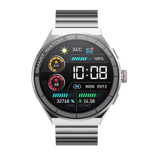 BM01 1.45 inch Steel Band IP68 Waterproof Smart Watch Support Bluetooth Call / NFC(Silver) by buy2fix