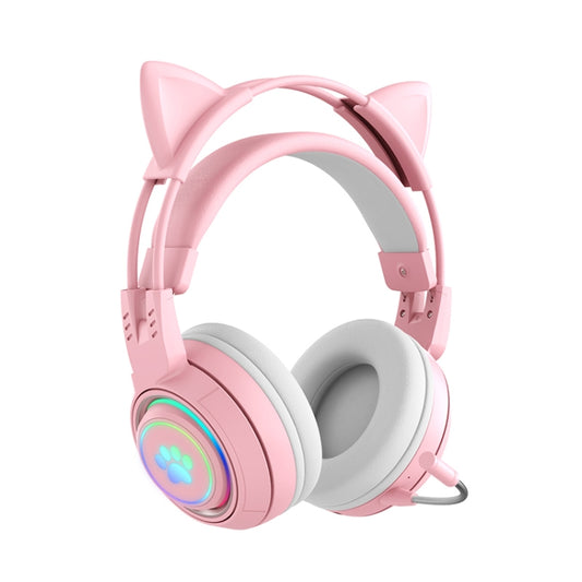 T25 RGB Stereo Cat Ear Bluetooth Wireless Headphones with Detachable Microphone(Pink) - Headset & Headphone by buy2fix | Online Shopping UK | buy2fix