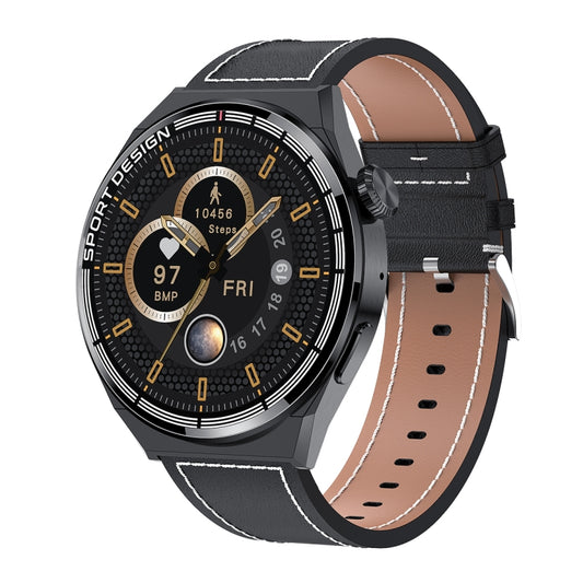 HDT 3 Max 1.6 inch Leather Band IP67 Waterproof Smart Watch Support Bluetooth Call / NFC(Black) by buy2fix
