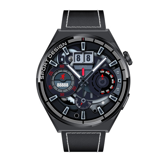 HDT 3 Max 1.6 inch Leather Band IP67 Waterproof Smart Watch Support Bluetooth Call / NFC(Black) by buy2fix