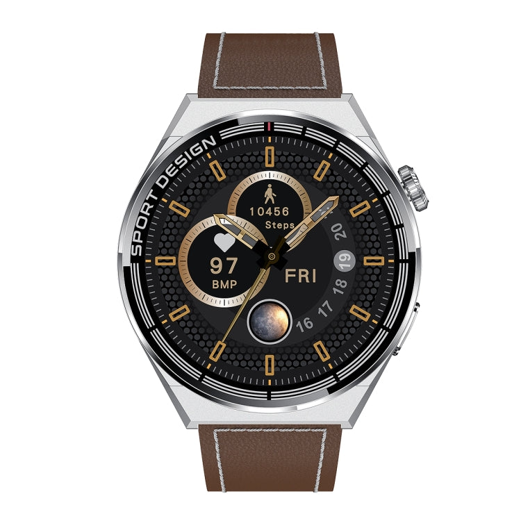 HDT 3 Max 1.6 inch Leather Band IP67 Waterproof Smart Watch Support Bluetooth Call / NFC(Silver) by buy2fix