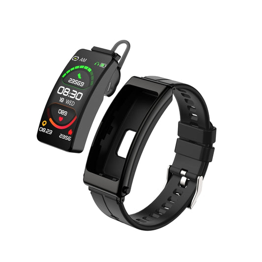 K13 1.14 inch Silicone Band Earphone Detachable Smart Watch Support Bluetooth Call(Black) by buy2fix