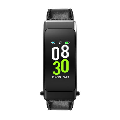 K50+ 0.96 inch Leather Band Earphone Detachable Life Waterproof Smart Watch Support Bluetooth Call(Black) by buy2fix