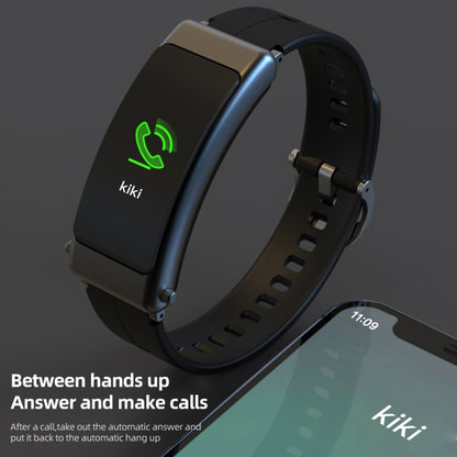 K50+ 0.96 inch Leather Band Earphone Detachable Life Waterproof Smart Watch Support Bluetooth Call(Black) by buy2fix