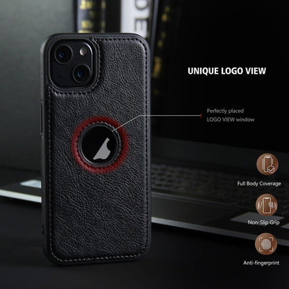 For iPhone 13 Leather Texture Stitching Phone Case(Black) - iPhone 13 Cases by buy2fix | Online Shopping UK | buy2fix