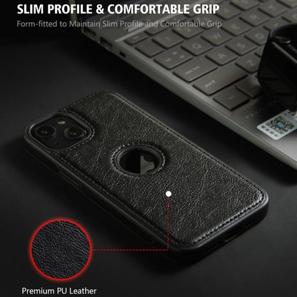 For iPhone 13 Leather Texture Stitching Phone Case(Black) - iPhone 13 Cases by buy2fix | Online Shopping UK | buy2fix