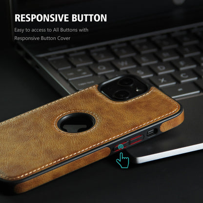 For iPhone 13 mini Leather Texture Stitching Phone Case(Brown) - iPhone 13 mini Cases by buy2fix | Online Shopping UK | buy2fix