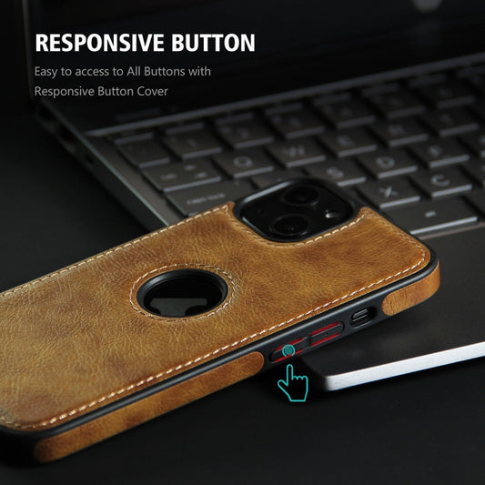 For iPhone 13 mini Leather Texture Stitching Phone Case(Brown) - iPhone 13 mini Cases by buy2fix | Online Shopping UK | buy2fix