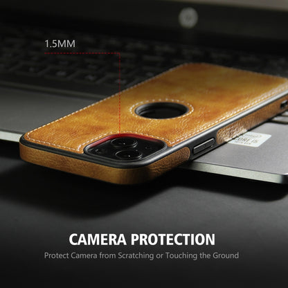 For iPhone 13 mini Leather Texture Stitching Phone Case(Brown) - iPhone 13 mini Cases by buy2fix | Online Shopping UK | buy2fix