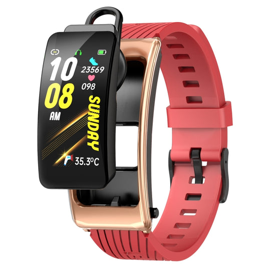 K20 1.14 inch Silicone Band Earphone Detachable Life Waterproof Smart Watch Support Bluetooth Call(Black Rose Gold) by buy2fix