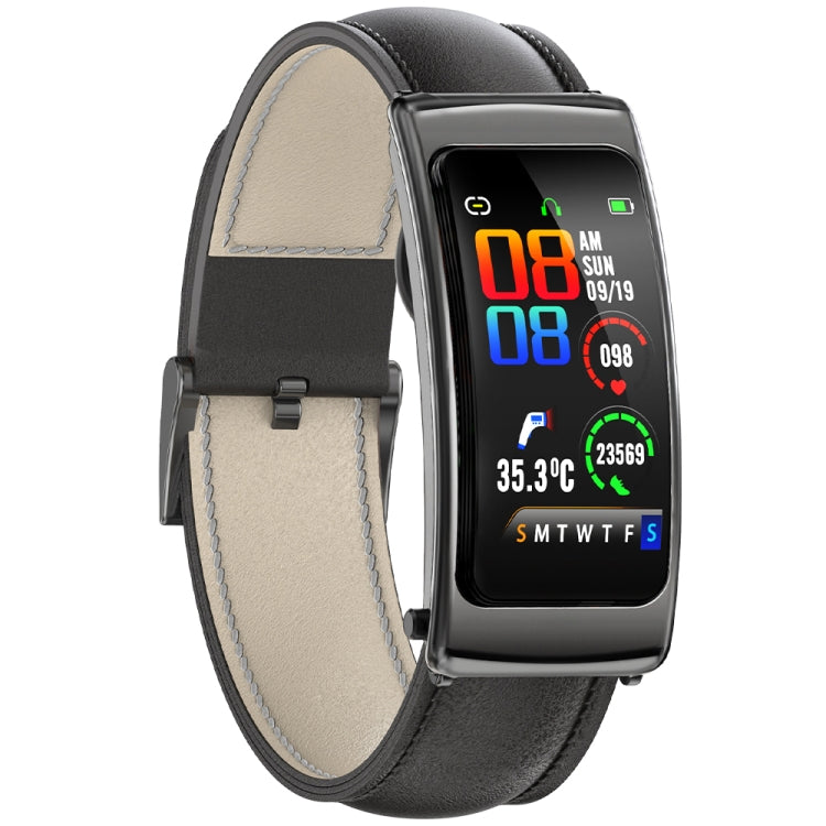 K20 1.14 inch Leather Band Earphone Detachable Life Waterproof Smart Watch Support Bluetooth Call(Black) by buy2fix