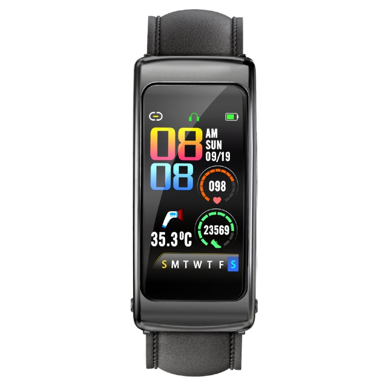 K20 1.14 inch Leather Band Earphone Detachable Life Waterproof Smart Watch Support Bluetooth Call(Black) by buy2fix