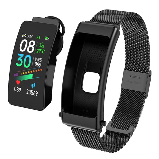 K50 1.08 inch Steel Band Earphone Detachable IP67 Waterproof Smart Watch Support Bluetooth Call(Black) by buy2fix