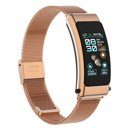 K50 1.08 inch Steel Band Earphone Detachable IP67 Waterproof Smart Watch Support Bluetooth Call(Gold) by buy2fix
