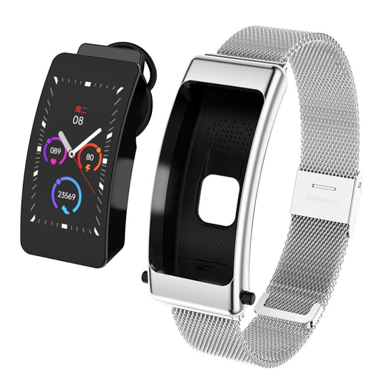 K50 1.08 inch Steel Band Earphone Detachable IP67 Waterproof Smart Watch Support Bluetooth Call(Silver) by buy2fix