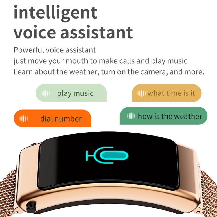 K50 1.08 inch Steel Band Earphone Detachable IP67 Waterproof Smart Watch Support Bluetooth Call(Gold) by buy2fix