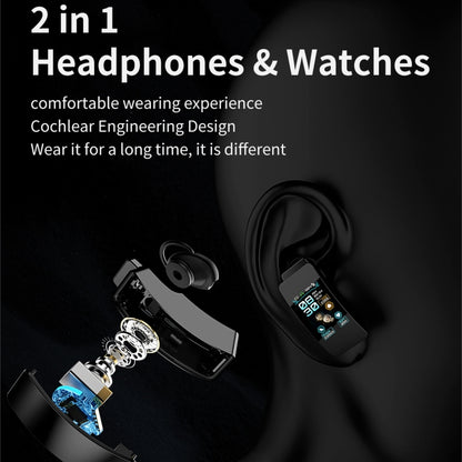 K50 1.08 inch Steel Band Earphone Detachable IP67 Waterproof Smart Watch Support Bluetooth Call(Gold) by buy2fix