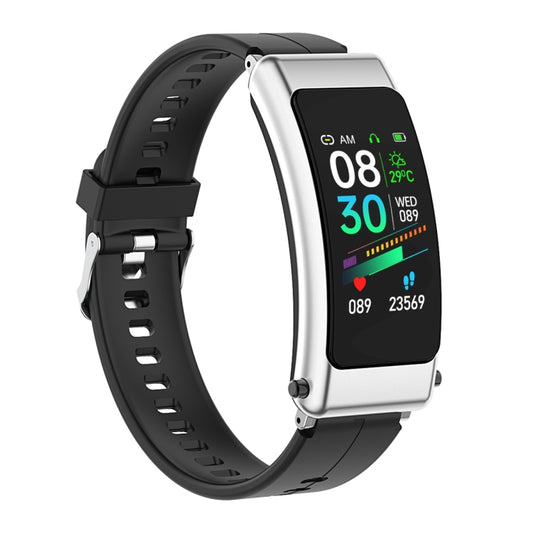 K50 1.08 inch Silicone Band Earphone Detachable IP67 Waterproof Smart Watch Support Bluetooth Call(Black Silver) by buy2fix