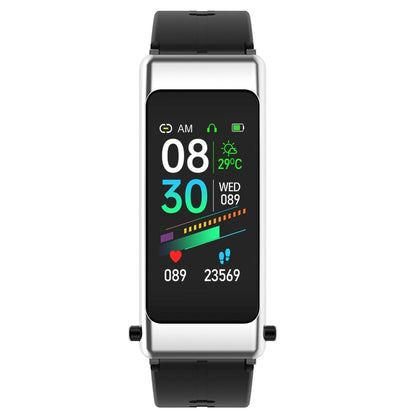 K50 1.08 inch Silicone Band Earphone Detachable IP67 Waterproof Smart Watch Support Bluetooth Call(Black Silver) by buy2fix