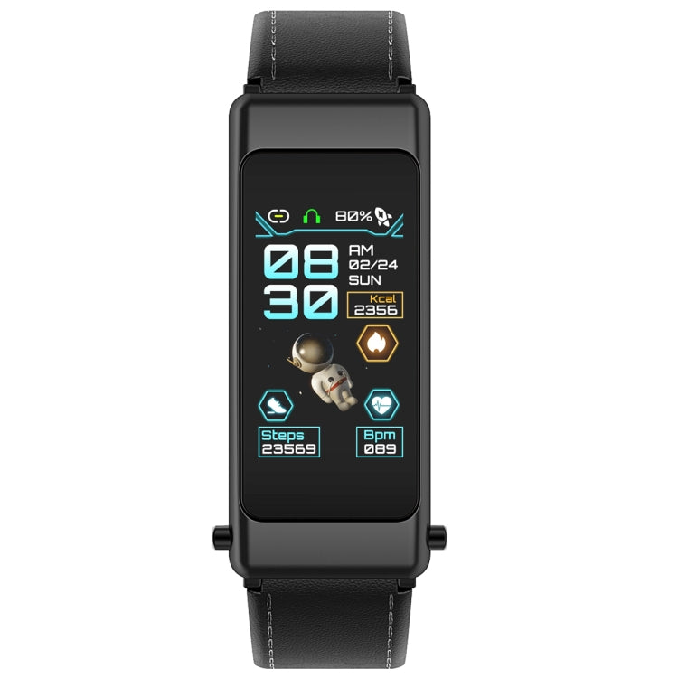 K50 1.08 inch Leather Band Earphone Detachable IP67 Waterproof Smart Watch Support Bluetooth Call(Black) by buy2fix
