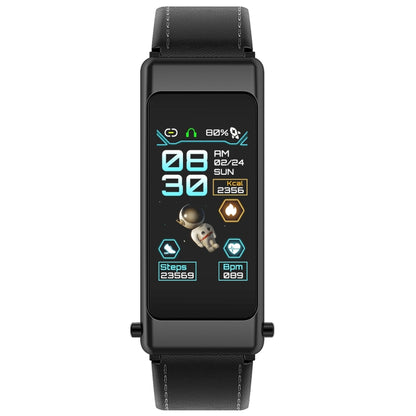 K50 1.08 inch Leather Band Earphone Detachable IP67 Waterproof Smart Watch Support Bluetooth Call(Black) by buy2fix