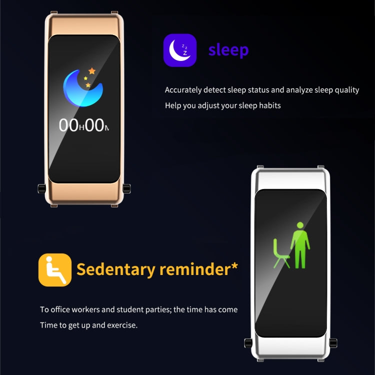 K50 1.08 inch Leather Band Earphone Detachable IP67 Waterproof Smart Watch Support Bluetooth Call(Black Silver) by buy2fix