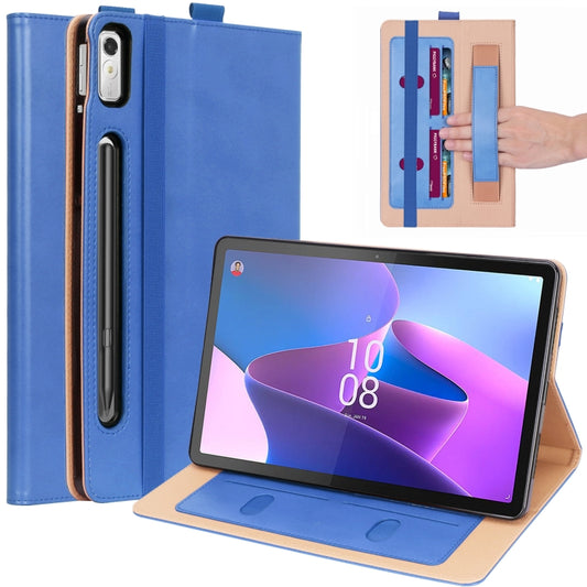 For Lenovo Tab P11 Pro Gen2 11.2 2022 TB132/138 Embossed Front Stand Leather Smart Tablet Case(Blue) - Lenovo by buy2fix | Online Shopping UK | buy2fix