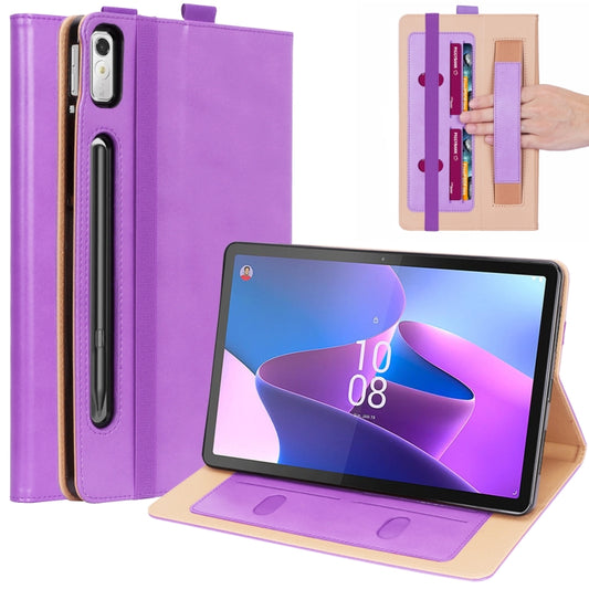 For Lenovo Tab P11 Pro Gen2 11.2 2022 TB132/138 Embossed Front Stand Leather Smart Tablet Case(Purple) - Lenovo by buy2fix | Online Shopping UK | buy2fix
