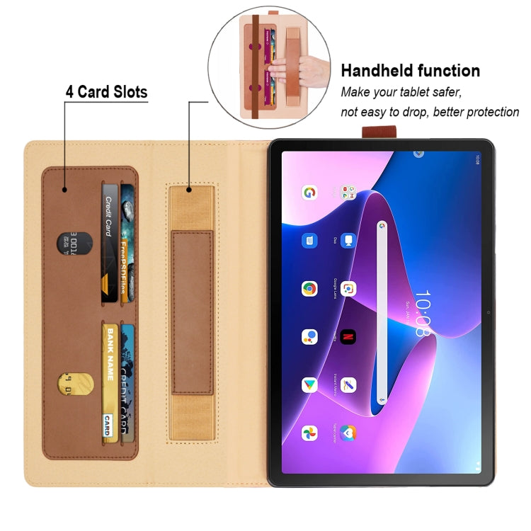 For Lenovo Tab P11 Pro Gen2 11.2 2022 TB132/138 Embossed Front Stand Leather Smart Tablet Case(Brown) - Lenovo by buy2fix | Online Shopping UK | buy2fix