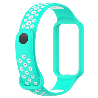 For Redmi Band 2 Loop Two-Color Breathable Silicone Watch Band(Cyan+White) - Watch Bands by buy2fix | Online Shopping UK | buy2fix